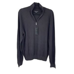 Van Heusen Black Long Sleeve Zip Sweater Medium men's